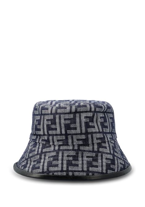 Cappello a secchiello in cotone nero e grigio con monogram FF Fendi FENDI | FXQ801-AN9HF0E3R
