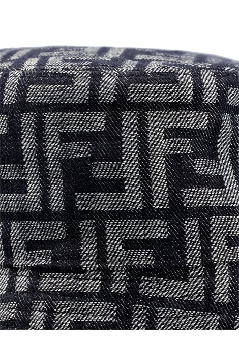 Cappello a secchiello in cotone nero e grigio con monogram FF Fendi FENDI | FXQ801-AN9HF0E3R