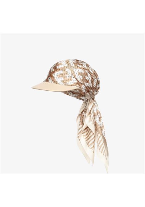Cappello foulard in seta con visiera e motivo FF Interlock FENDI | FXQ981-ANZVF0QB9