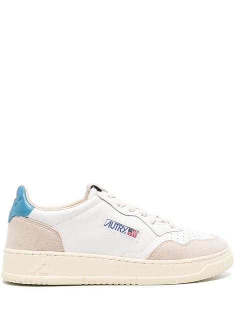sneakers in pelle di vitello e camoscio bianche, beige e blu AUTRY | AULM-LS66WHT/NIAGARA