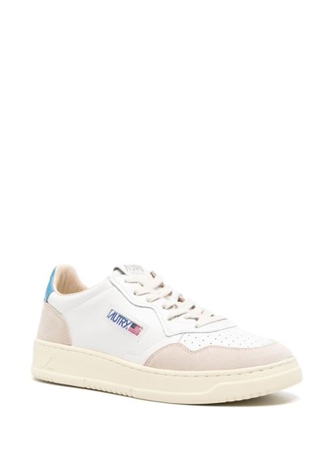 sneakers in pelle di vitello e camoscio bianche, beige e blu AUTRY | AULM-LS66WHT/NIAGARA