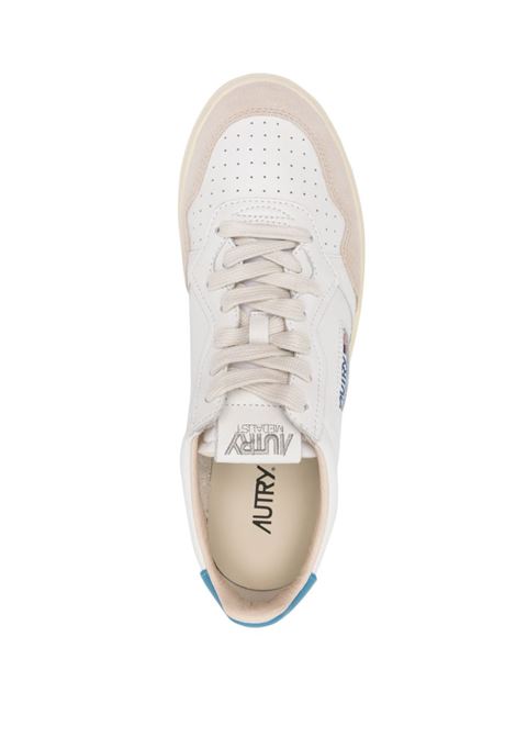 sneakers in pelle di vitello e camoscio bianche, beige e blu AUTRY | AULM-LS66WHT/NIAGARA