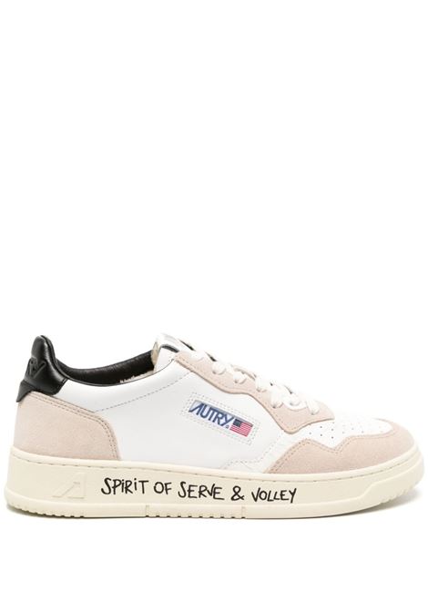 sneakers bianche e nere in pelle di vitello e camoscio AUTRY | AULM-VY02WHT/SND/BLK