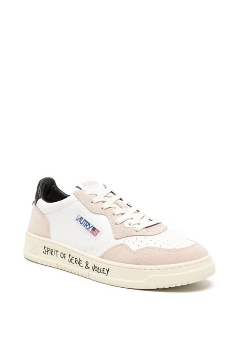 sneakers bianche e nere in pelle di vitello e camoscio AUTRY | AULM-VY02WHT/SND/BLK