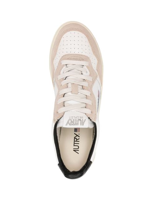 sneakers bianche e nere in pelle di vitello e camoscio AUTRY | AULM-VY02WHT/SND/BLK
