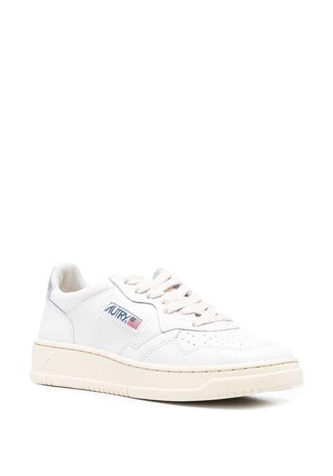Sneakers basse in pelle bianca e argento con punta tonda AUTRY | AULW-LL05WHT/SILVER