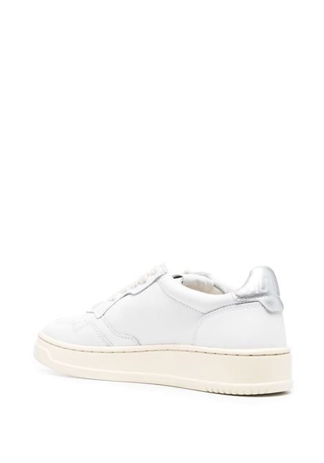 Sneakers basse in pelle bianca e argento con punta tonda AUTRY | AULW-LL05WHT/SILVER